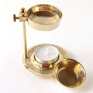 Brûleur d'encens en laiton à bol réglable dernier produit très vendu Brûleurs d'encens religieux à vis en laiton fini or - Product Image 2