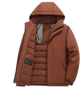 Veste décontractée en softshell en cuir de poisson à col montant avec logo sur le devant, à fermeture éclair, matelassée, coupe-vent, épaisse pour l'hiver - Product Image 6