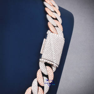 สร้อยคอเพชรโมอิสคูสเตอร์925สายโซ่สไตล์คิวบา20มม. แบบพรีเมียมพร้อมด้วยเพชรโมอิส VS1เจียระไนทรงกลม - Product Image 5