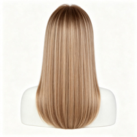 Perruque synthétique transparente à dentelle frontale pour femmes, perruque droite brun clair avec racine des cheveux naturelle pré-épilée, usage quotidien