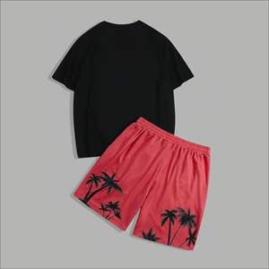 Conjunto de pantalones cortos de verano de algodón 100% de dos piezas personalizados OEM para hombre, camisa transpirable ligera y pantalones cortos a juego - Product Image 3