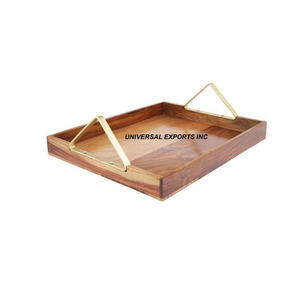 Bandeja de servicio Natural de madera Rectángulo Forma Diseñador Plato de servicio Venta caliente Bandeja de servicio de madera decorativa - Product Image 1