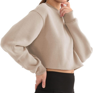 Top corto de manga larga para mujer, ropa deportiva de Primavera/otoño, sudadera con estampado Digital, sudaderas con capucha, forro polar de algodón 100% respetuoso con el medio ambiente - Product Image 2