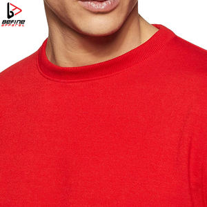 2024 hommes Vintage col rond rouge solide polaire pull sweat haute qualité coton Streetwear coupe régulière personnalisé hiver - Product Image 4