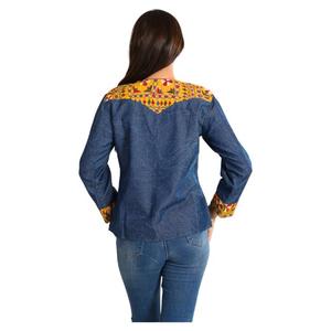 Veste en jean réversible brodée pour femme, style bohème indien fait main, en coton teint, tendance automne, pour tenue décontractée ou de soirée - Product Image 6