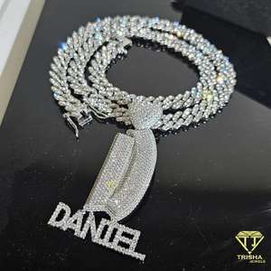 Colgante de letras heladas personalizado con Plata de Ley 925 en diamantes VVS Moissanite, joyería de Hip Hop - Product Image 4