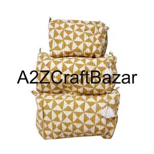 Eco-Friendly Cotton Fabric Vintage Soft Handle Cosmetic Bags Tassel Zipper Closure Fashion Design Reusable Lightweight - Product Image 1