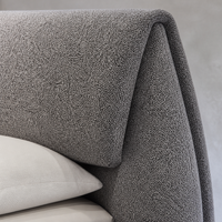 Tête de lit moderne de luxe italienne modulaire confortable à dossier pliant, en tissu texturé de qualité supérieure, avec cadre en bois de mélèze importé, taille King Size