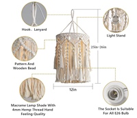 Lampe de lustre en coton macramé écologique Style bohème couleur naturelle fabriquée à la main inde forme carrée auto-adhésive de haute qualité