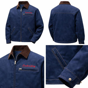 OEM <b>Men's</b> <b>Jackets</b> Heavyweight Canvas Workwear <b>Jacket</b> <b>Corduroy</b> Collar Custom Logo Washed 100% Cotton Duck Canvas Detroit <b>Jacket</b> - Product Image 2