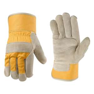 Gants en cuir fendu de vache de construction robuste coupe respirante/résistant à la chaleur plaine pour la sécurité quotidienne du jardin protection extérieure - Product Image 1