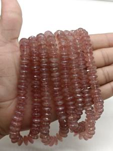 Cuentas de Piedra Preciosa de Cuarzo Fresa Natural, Corte Alemán, Facetadas, Color Rosa, Cuentas de Platillo, 8-10 mm, Cuentas al por Mayor para la Fabricación de Joyas - Product Image 4