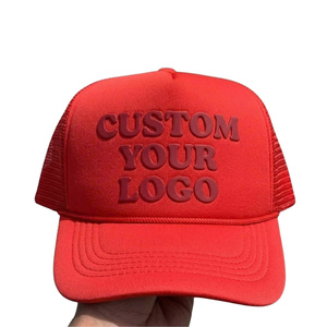 Wholesale Structured Custom Puff Print Logo Curved Brim Mesh Street Fabric Trucker Cap Street <b>Waterproof</b> Poly For Men And Women - Product Image 1