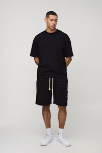 ชุดกางเกงขาสั้นและเสื้อยืดผ้าฝ้าย100% สำหรับผู้ชายชุดกางเกงขาสั้นผ้าฝ้ายขนาดใหญ่พิเศษออกแบบโลโก้ได้ตามต้องการ - Product Image 4