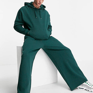 Ensemble de survêtement surdimensionné pour hommes, ensembles de sweat-shirts personnalisés en coton vert, survêtement respirant pour hommes, tenue de sport, ensemble de survêtement de grande taille - Product Image 2