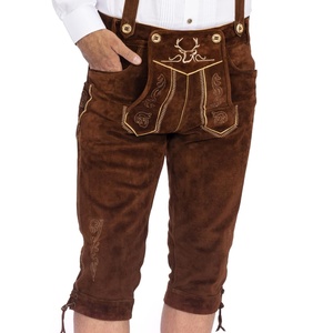 Lederhosen Bávaros de Cuero Vacuno |   Pantalones Cortos Hechos a Mano para Festivales Alemanes |   Proveedor OEM del Kneibund del Oktoberfest - Product Image 3