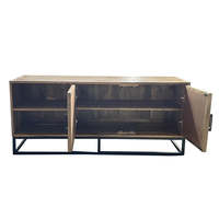 Sabia 140 cm Moderne Ferme-Style TV Stand Table Mangohouten Meubles En Bois pour La Maison Salon pour Salon Chambre