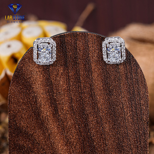 1.63 TDW Radiant & Round Cut Diamond boucle d'oreille en or blanc par Labstone/couleur EF-VS - Product Image 2
