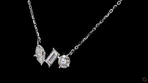 Collar de diamantes cultivados en laboratorio de 1,36 quilates, colgante de forma mixta de oro blanco de 14 quilates, VVS VS Clarity, joyería de uso diario ética ligera - Product Image 6