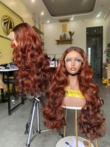 Pelucas de Cabello Humano Virgen de un Solo Donante Vietnamita, Color Naranja Piano, Ondulado - Product Image 1