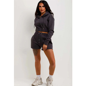 Oversized Drop-Shoulder 2-Piece Set Casual Vintage Hoodie <b>Joggers</b> Pants Lace Solid Pattern Blank Sweatpants <b>Sequined</b> Patches - Product Image 5