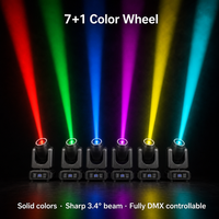 Tête mobile à faisceau LED 200W 3.4 °   Projecteur à faisceau puissant 7+1 avec roue chromatique, prisme à 18 facettes et anneau halo, 14 canaux DMX512 pour scène, club, DJ, discothèque
