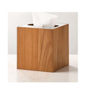 Boîte à mouchoirs en bois naturel élégante, design carré simple, finition lisse et polie, durable, écologique, parfait pour un style de vie - Product Image 2