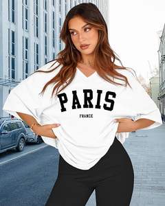 T-shirts surdimensionnés pour femmes col en V été décontracté basique | Streetwear décontracté à manches courtes et coupe ample pour un usage quotidien - Product Image 3