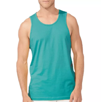 Tank Top Pria Ukuran Kustom Kerah Tegak Kasual Fitness Seksi Pakaian Gym 100% Katun Rajut Berorientasi Ekspor Grosir Super Cepat