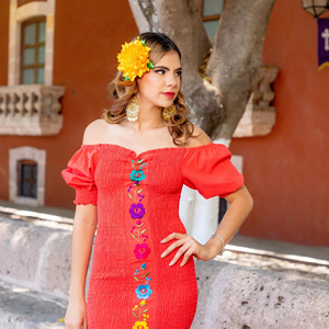 slim fit dress slacks Mexican Fashion Embroidered Dress - Nayibi Mexico Puebla Black Dress