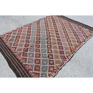 Alfombra Turca, Alfombra Grande de 5.9x9.2 pies, Alfombra Roja Abstracta Kilim - Product Image 2