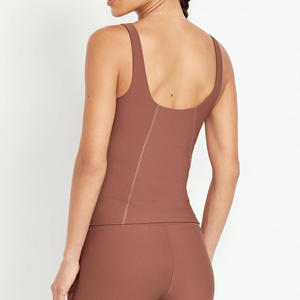 Chaleco deportivo informal para mujer al por mayor, camiseta sin mangas con logotipo personalizado para yoga, gimnasio, gimnasio, camiseta sin mangas de tela tejida Oem, chalecos para entrenar - Product Image 6