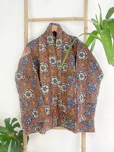 Fait à la main élégant femmes Kantha Kimono robes veste Robe ensemble décalé noël Vibe durable travail Occasion taille libre motif - Product Image 4