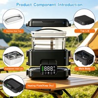 Boîte à lunch électrique sans fil, design séparé, batterie 9000 mAh, chauffage sur 5 côtés, chauffe-plats 1,5 L pour les employés de bureau