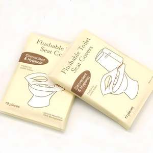 Lot de 50 Housses de siège de toilette jetables en papier gaufré personnalisé, biodégradables pour les toilettes nomades - Product Image 3