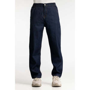 Jeans 100% Algodón Azul Claro de Cintura Media Teñido Liso Lavado a la Piedra MNJNSSS24020 - Pantalones Rectos Tipo Lápiz con Tejido de Diamantes para Invierno - Product Image 2