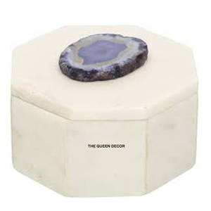 Caja de Almacenamiento de Joyas de Diseño Moderno con Asa de Metal, Caja de Joyería de Mármol Blanco de Alta Calidad - Product Image 4