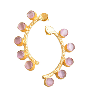 Boucles d'oreilles en laiton en gros, boucles d'oreilles en pierre naturelle, finition en laiton antique, design bohème chic, commande en gros parfaite - Product Image 3