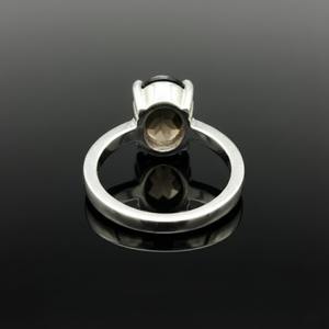 Anillo Minimalista de Plata 925 con Cuarzo Ahumado y Baño de Rodio, Engaste de Puntas, Certificado Cristiano, para Aniversario de Bodas, con Piedra Preciosa - Product Image 6