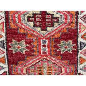 2.6x11.4 ft Rug, <b>Runner</b> Turkish Rug, <b>Red</b> Herki Abstract Rug - Product Image 5