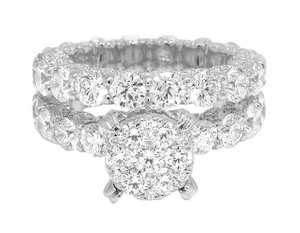 S925 <b>Silver</b> Rhodium Plated Classic Moissanite Round Cluster Diamond Wedding Engagement <b>Ring</b> <b>Set</b> for Women Party - Product Image 1