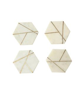 Bois noyer créatif bas quantité minimale de commande fait à la main marbre or incrustation sous-verre ensemble de 4 fabricant grossiste usine - Product Image 3