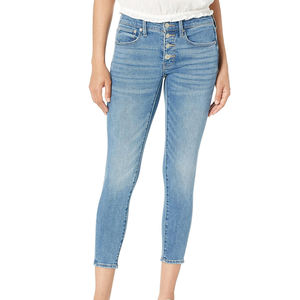 Pantalones vaqueros ajustados de alta calidad para mujer, pantalones lavados azules claros informales de última tendencia con logotipo de cintura de tela de lona - Product Image 1