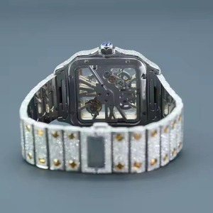 Reloj de Diamantes Moissanite Personalizado de Lujo, Alta Demanda, Automático, Completamente Incrustado, Caja Cuadrada de Acero Inoxidable, en Venta - Product Image 4