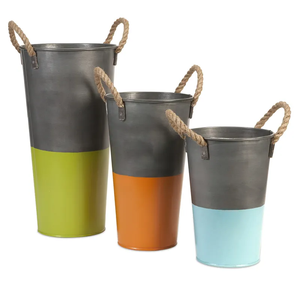 Florero cilíndrico de suelo para el hogar, florero galvanizado, macetas de cubo de flores de Metal, maceta decorativa para el hogar, macetas de Interior de Metal para flores - Product Image 4