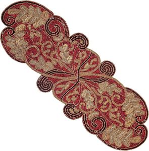 Handmade Wedding <b>Dining</b> <b>Table</b> Decorative <b>Runner</b> Christmas Floral Beaded placemat with Leaves Design for Fancy Occasions - Product Image 1