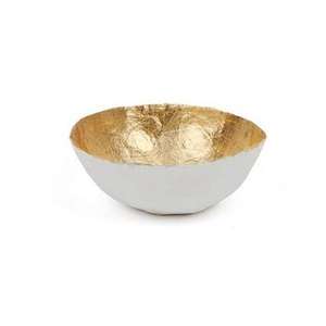 <b>White</b> Uncoated Biodegradable Metal & Wood Salad <b>Serving</b> <b>Bowl</b> for Hotel Home Restaurant Decorative Tabletop Use - Product Image 1
