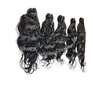 Virgin Raw bundle cutícula alineada India 100% Natural sin procesar negro mujeres máquina doble trama onda extensiones de cabello humano - Product Image 5