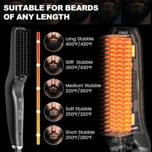 Lisseur de barbe 2 en 1 pour hommes Réglage de la température à 6 vitesses Affichage LCD <span class=keywords><strong>Brosse</strong></span> à barbe <span class=keywords><strong>chauffante</strong></span> - Product Image 4