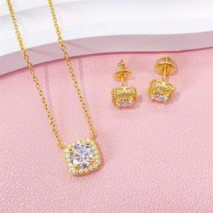 ชุดจี้เพชรทรงกลม RITZIN พร้อมต่างหูสำหรับผู้หญิง ทำจากเงินสเตอร์ลิงและชุบทอง - Product Image 3